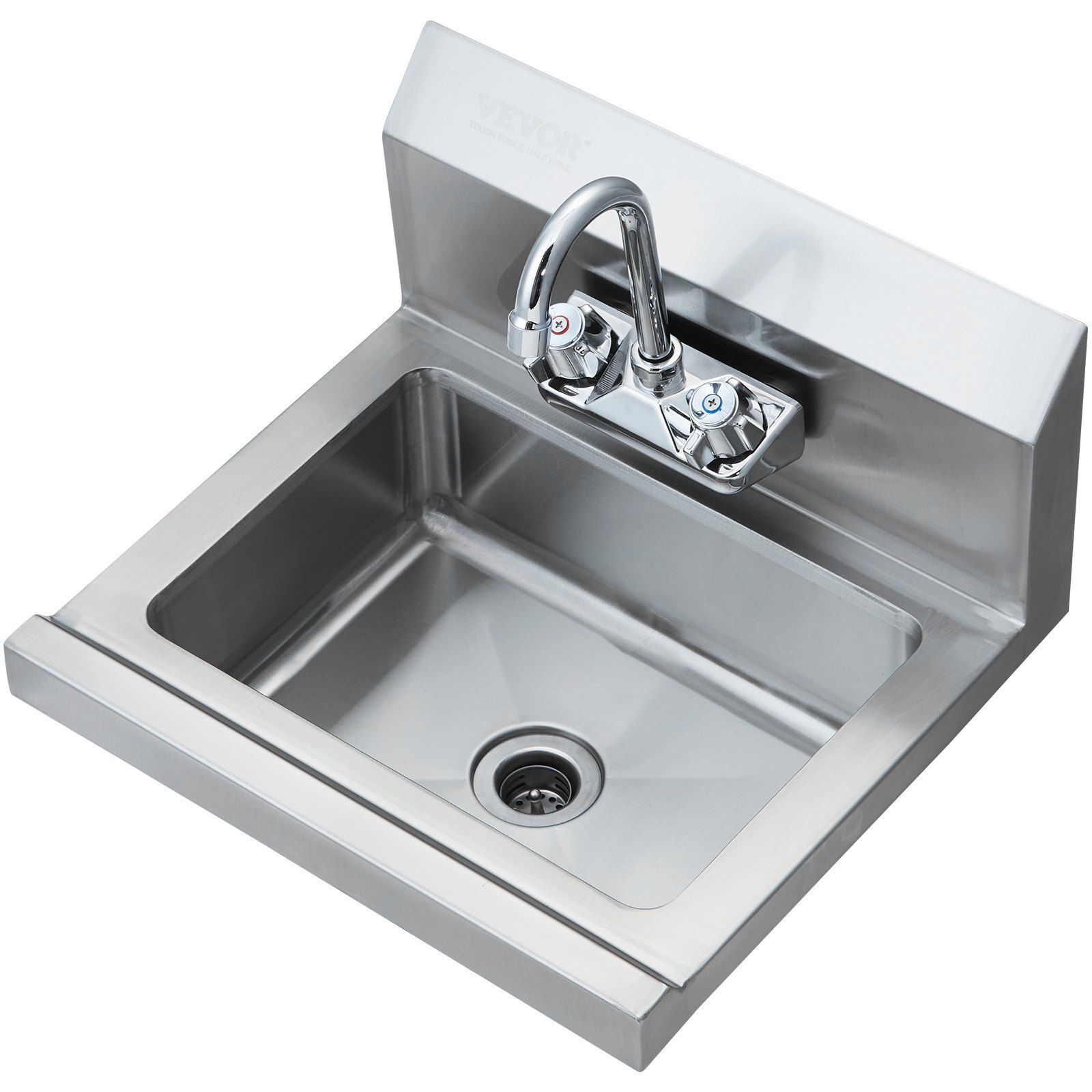 Wall Mount Commercial Hand Sink with Faucet NSF Stainless Steel Sink for Washing