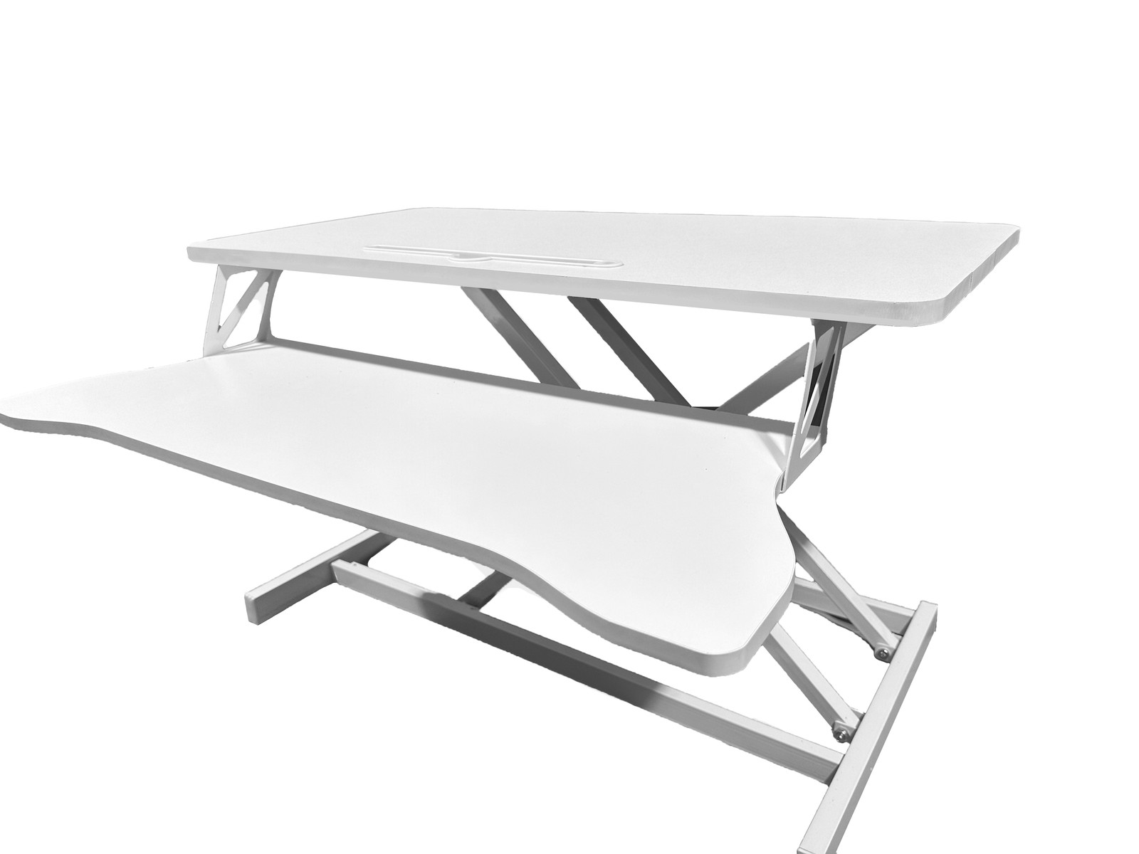 32 Inch Height Adjustable Computer Desk w/ Wide Keyboard Tray, WHITE