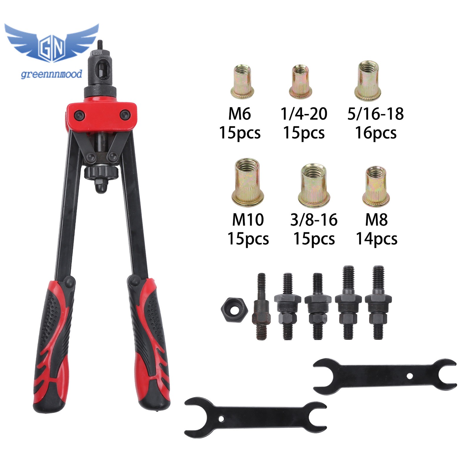 Heavy-Duty Rivet Nut Tool Set - 14" Effort-Saving Design with Extra Components