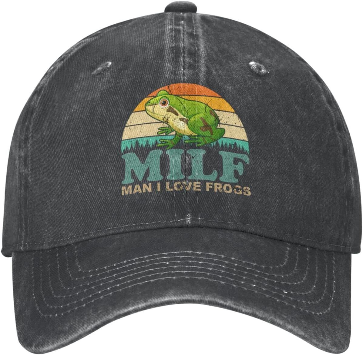 Funny Frogs Hat Man I Love for Men Baseball One Size, Black