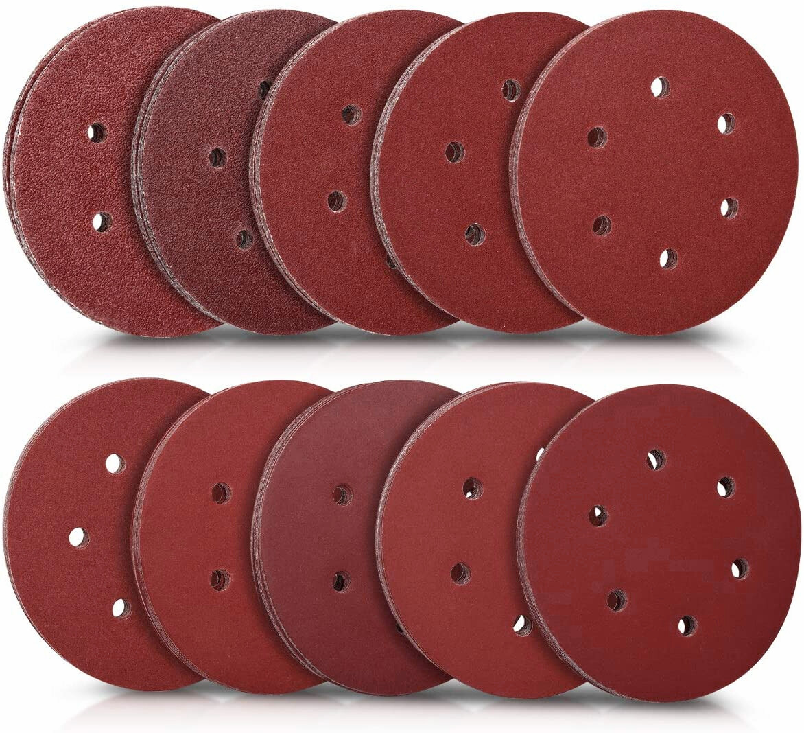 100x 6 inch Hook Loop Sanding Discs 60 80 120 180 240 Grit Orbital Sander Paper