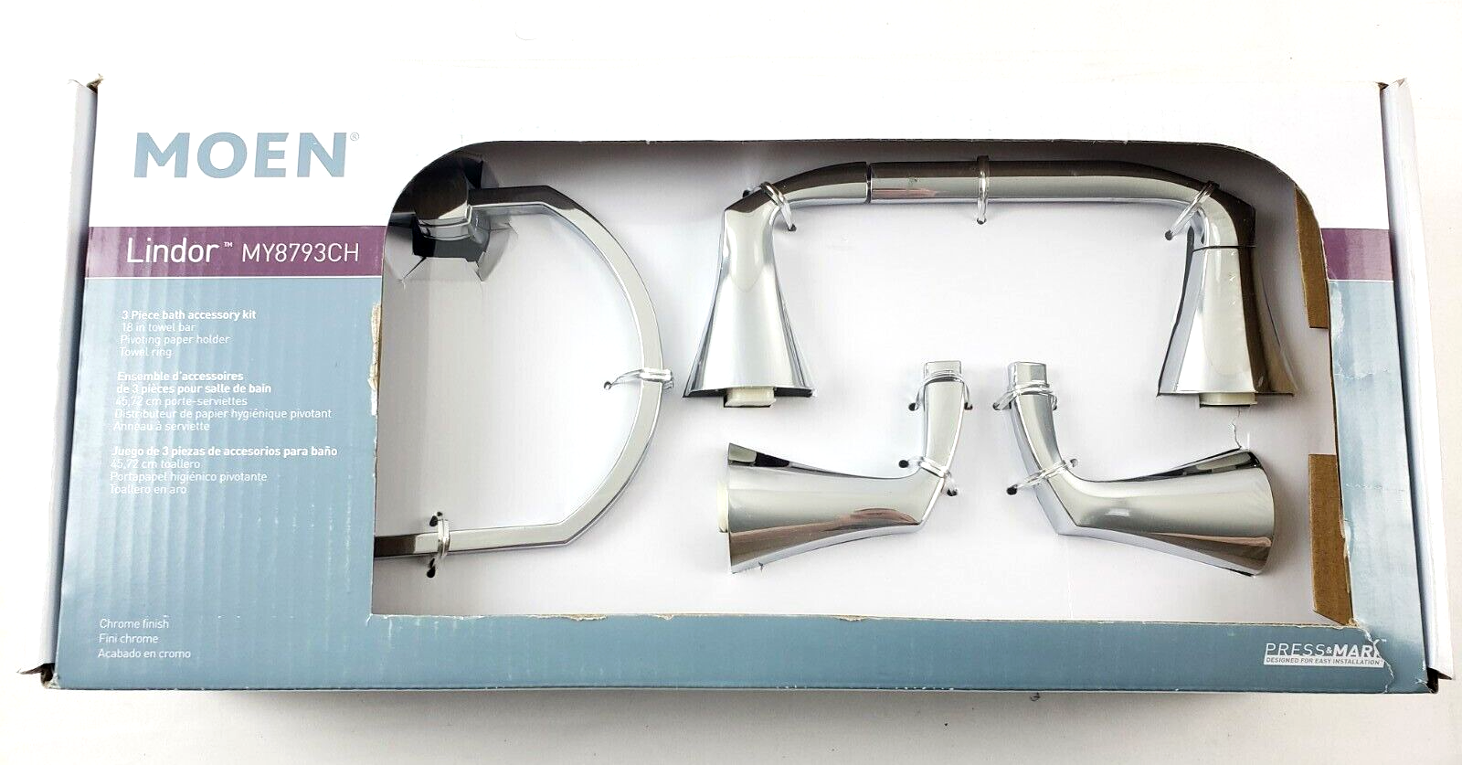 Moen Lindor MY8793CH 3 Piece Bath Accessory Kit - Chrome