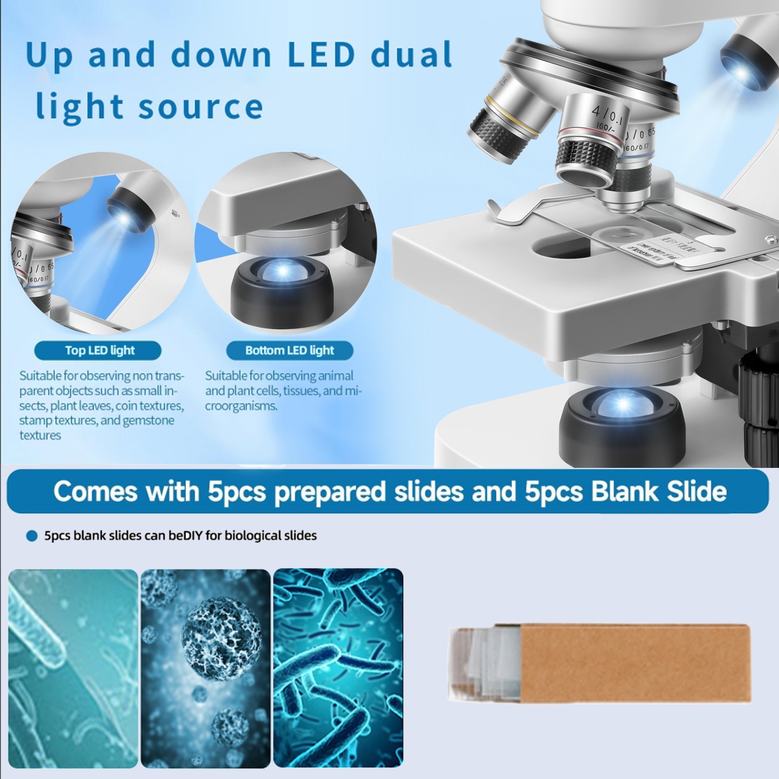 A 40X-2000X biological digital binocular microscope with LED light source, offer