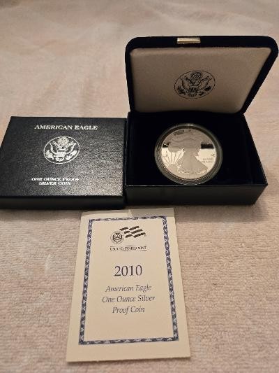 2010 US Mint American Eagle 1 oz .999 Silver Proof Coin w/OGP & COA