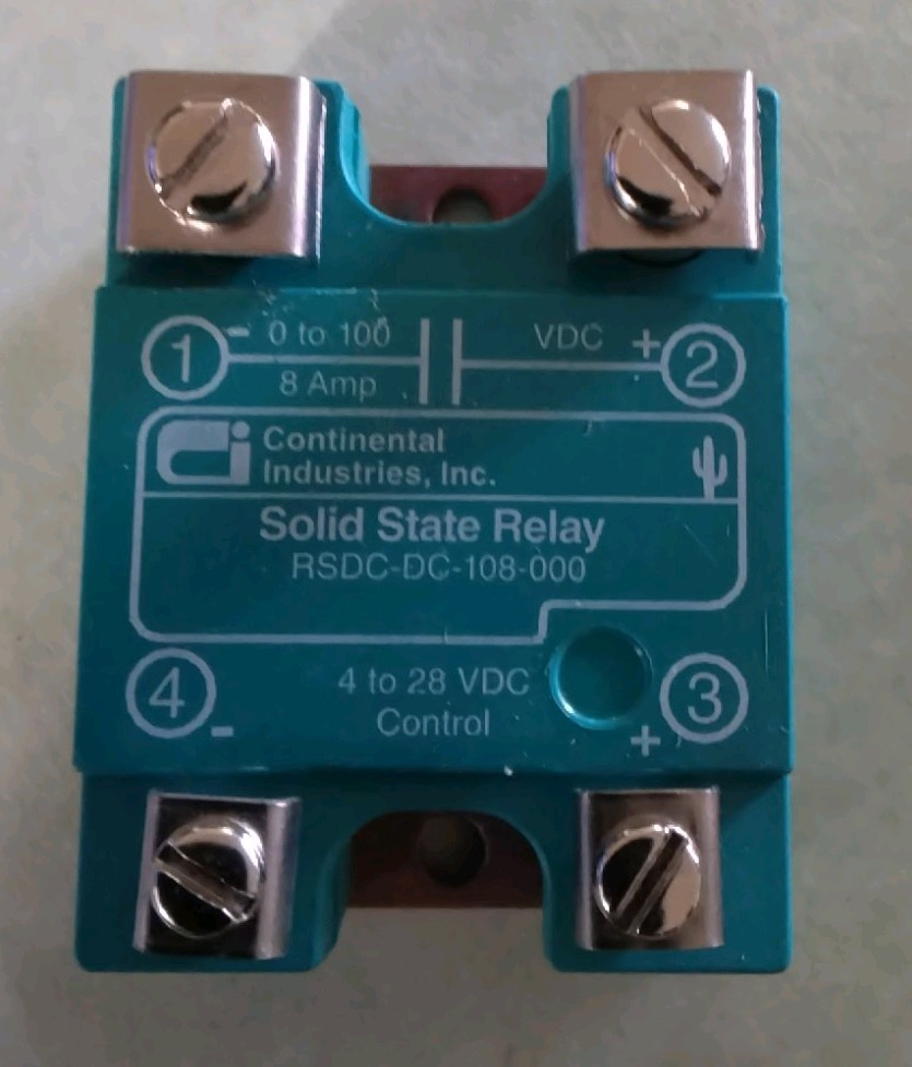 SOLID STATE RELAY ,0-100VDC@8A,4-28 VDC CONTROL, CONTINENTAL RSDC-DC-108-000 NEW