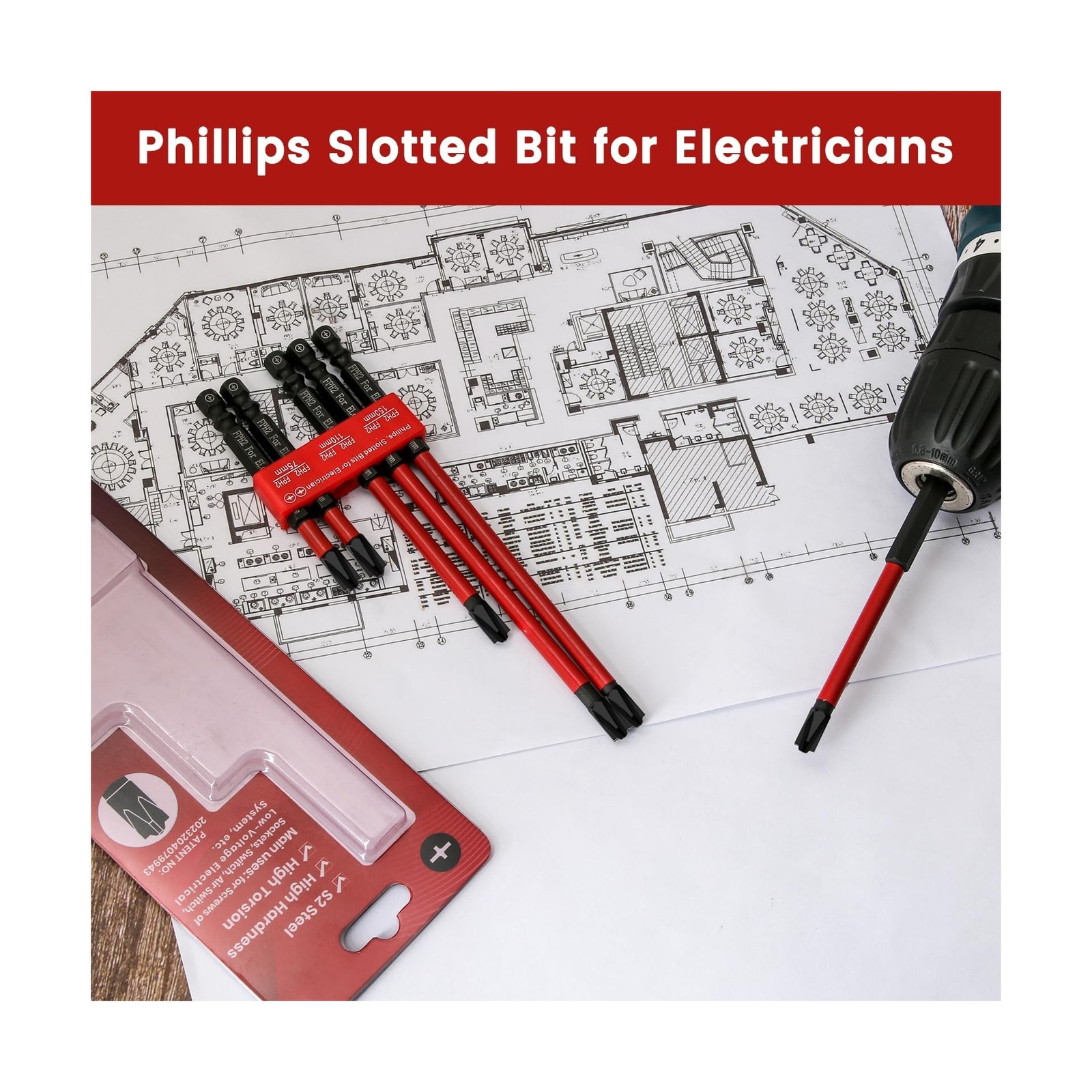 Phillips Slotted Bit Set - 6PCS LATTOOK Cross Head Screwdriver Bits... Fast Ship