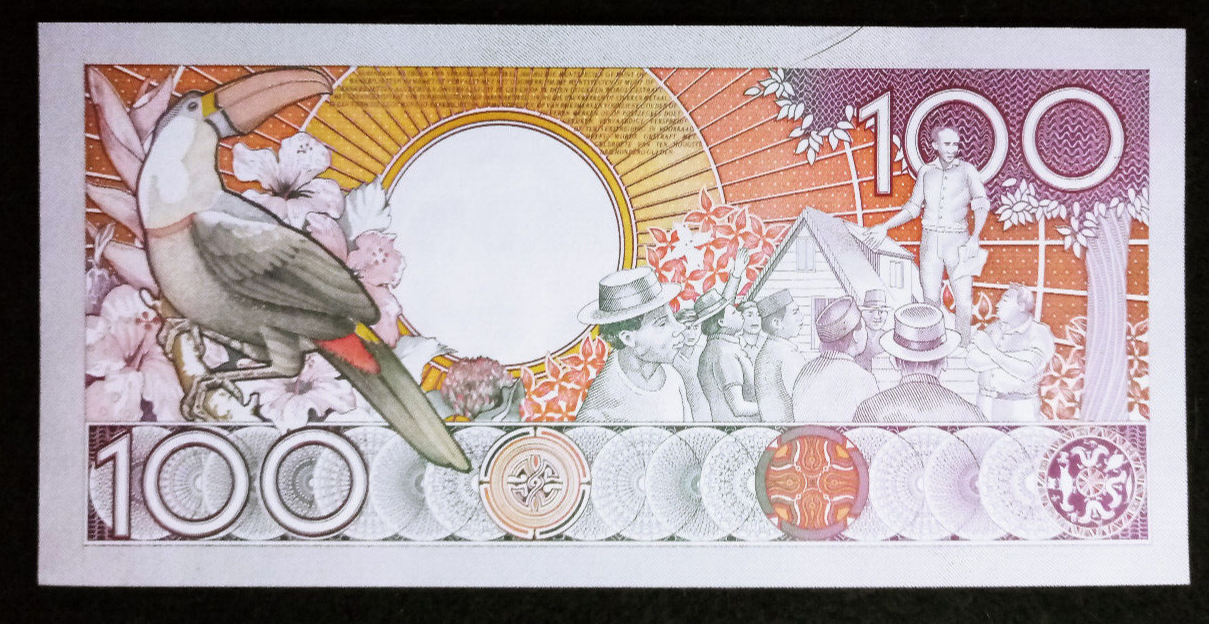 1986 Suriname 100 Gulden Gem UNC