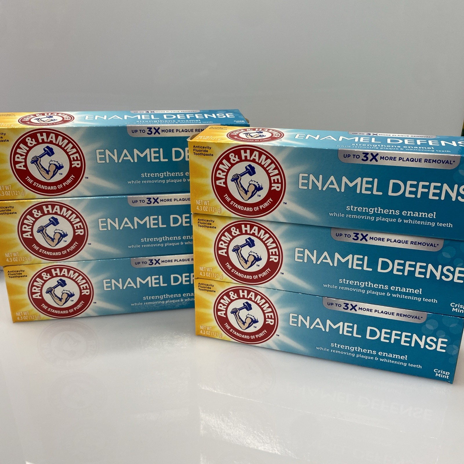 6X ARM & HAMMER Enamel Defense Crisp Mint Whitening Teeth Toothpaste 4.3 Oz