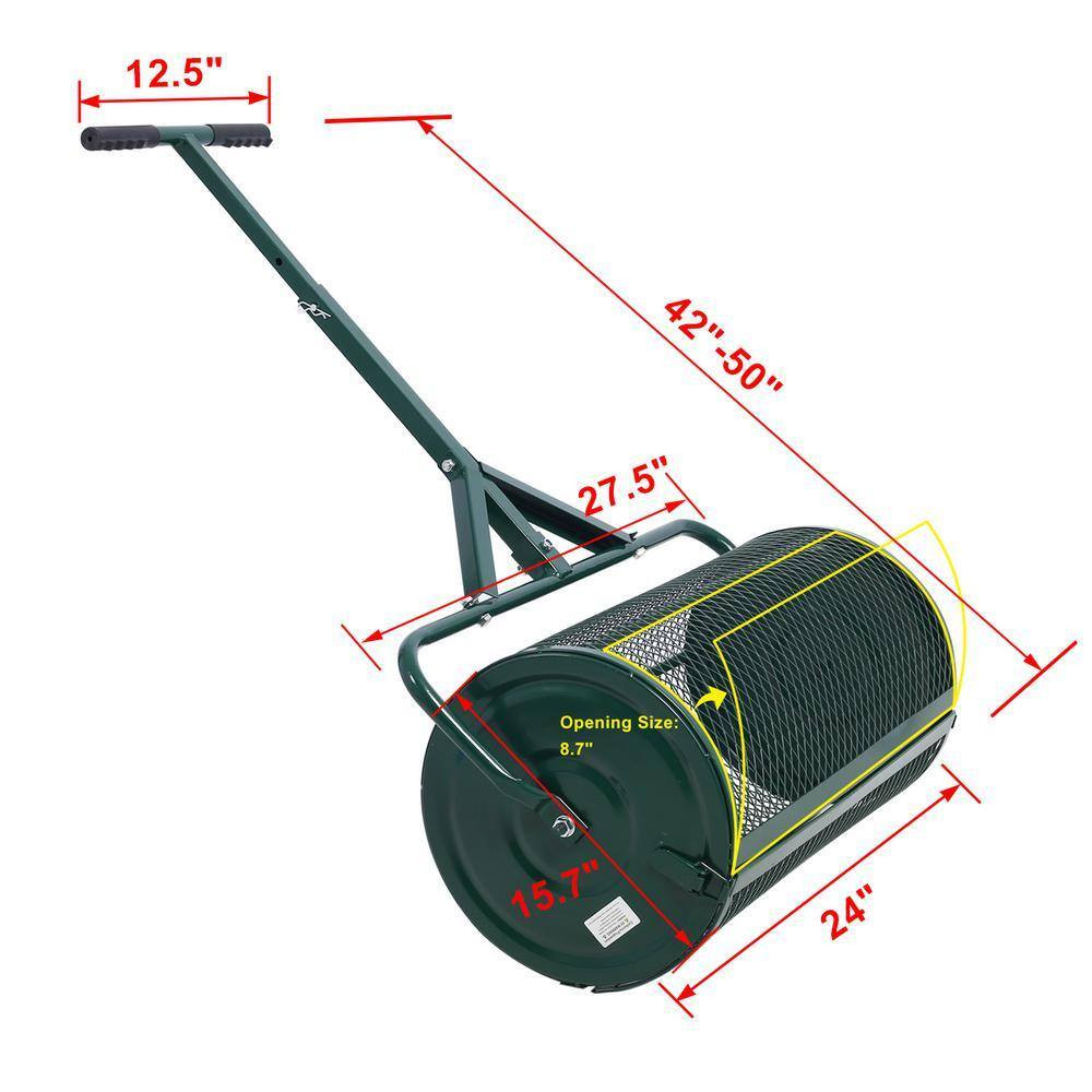 Peat Moss Spreader 24 In., Compost Spreader Metal Mesh, T Shaped Handle for Plan