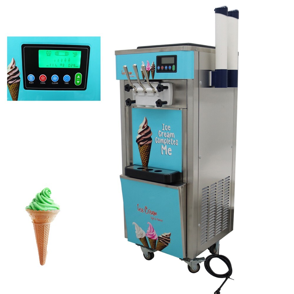 3 Flavors Soft Ice Cream Machine Commercial Ice Cream Maker 110V 20-30L/h 1800W