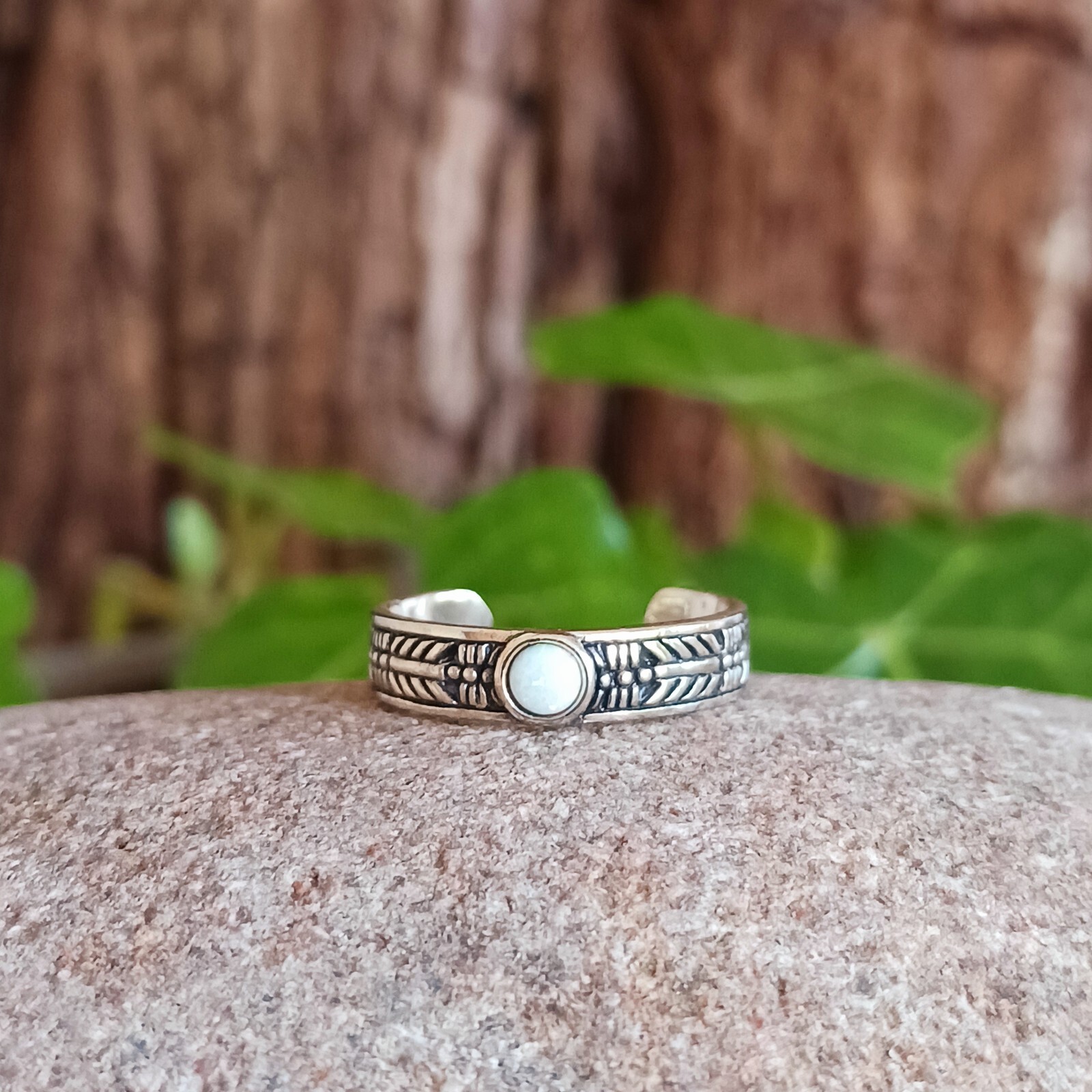 Toe Ring Fire Stone Navajo Band | 925 Solid Silver Adjustable Toe Ring