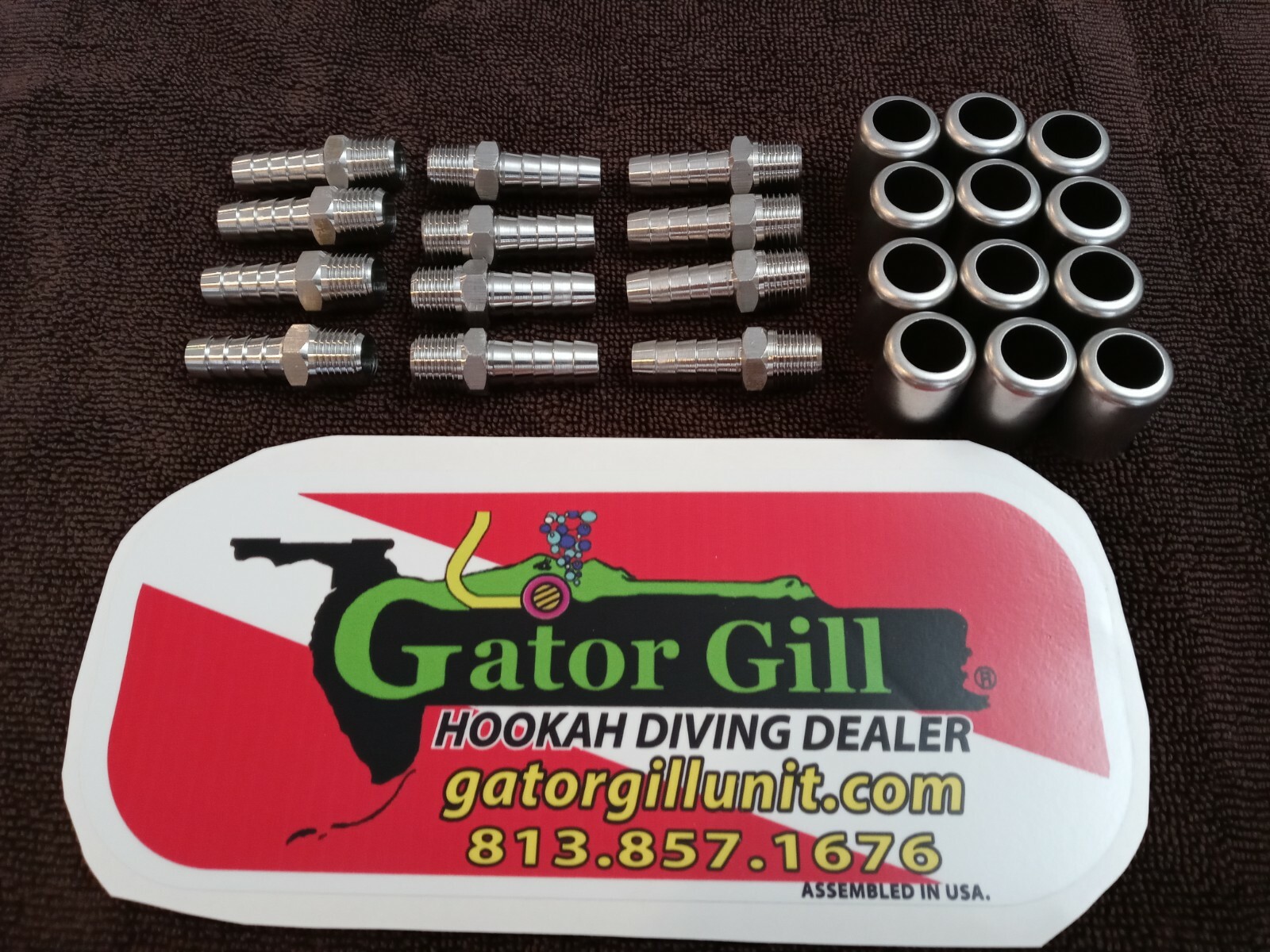 Hookah Diving Stainless hose barb kit 24 pc 3/8 barb x 1/4 npt