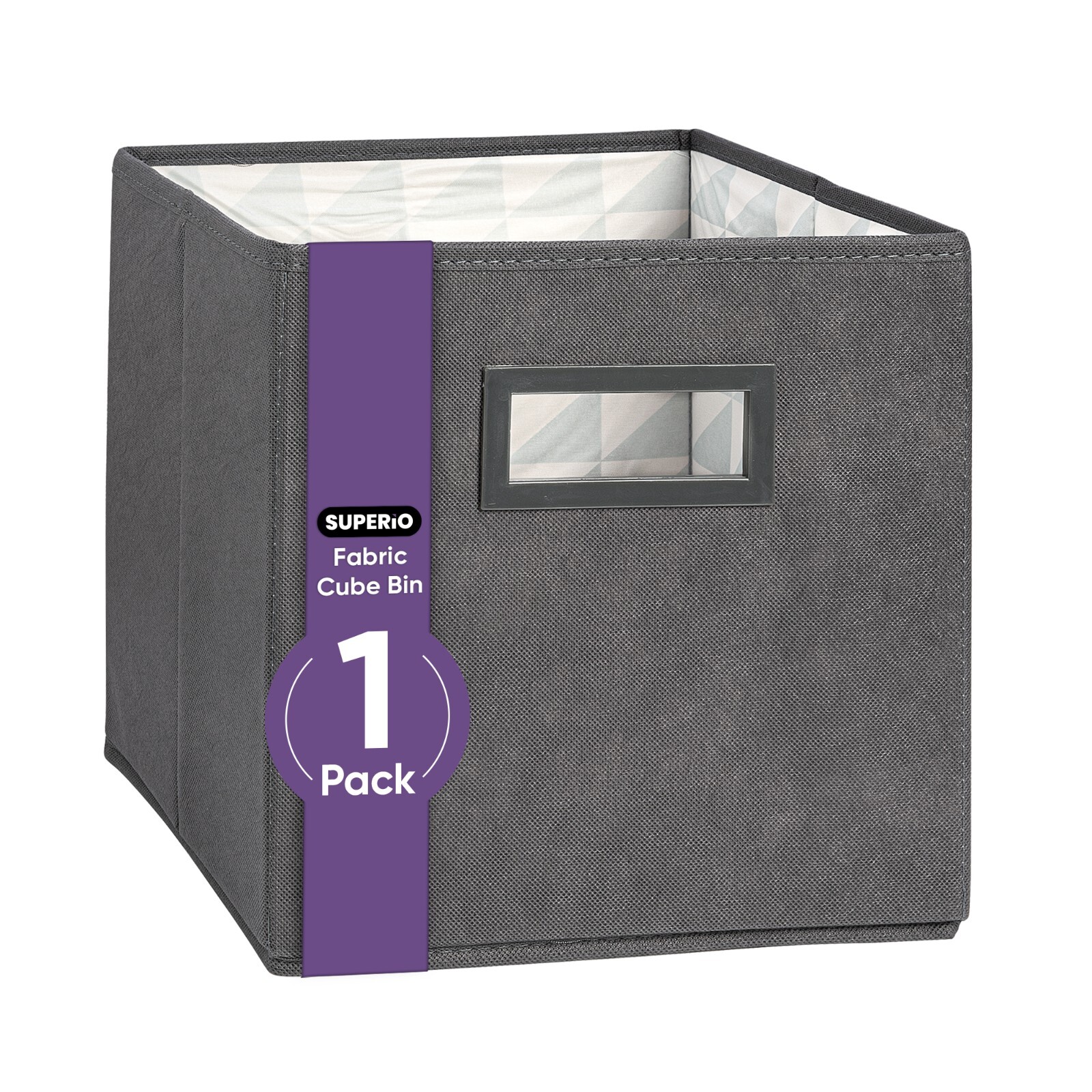 Superio Fabric Organizing Bin, 11" Grey Fabric Cube 1-Pack