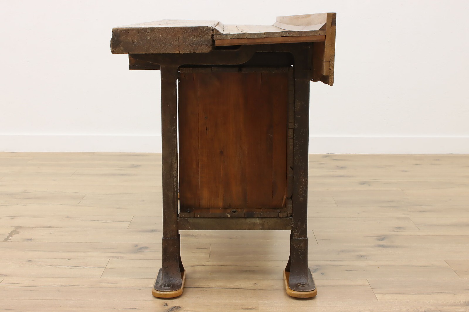 Industrial Antique Elm Workbench Wine Table Kitchen Island #55902