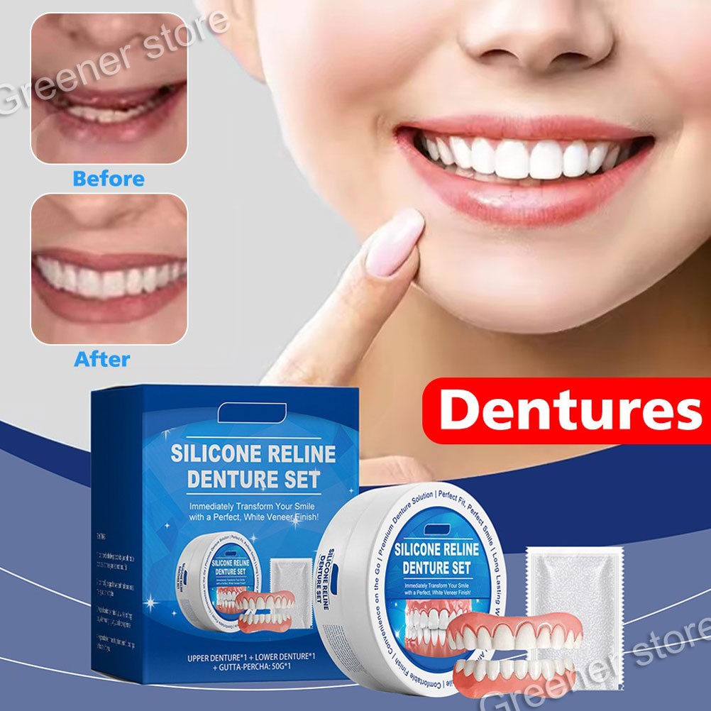 Silicone Reline Denture Set Detachable Reusable Veneers Teeth Dental Decoration