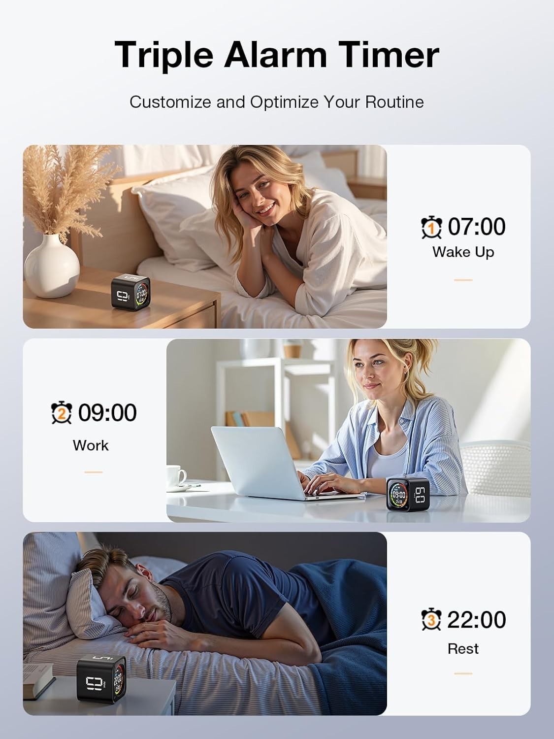 Timer Cube, Desk Productivity Timer with 5/10/30/60 Min Presets, Custom Countdow