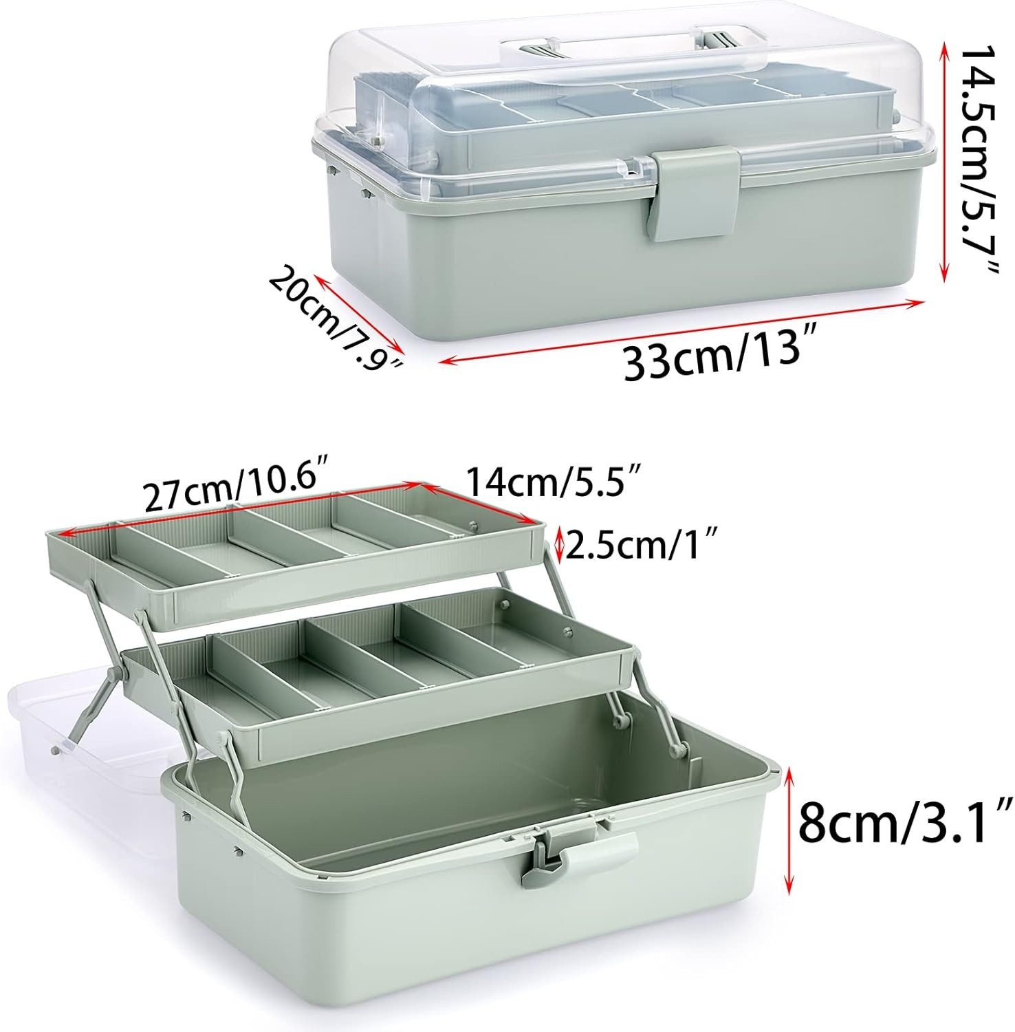 3-Layer，Storage，Adjustable Spacers Portable Plastic Dividing Box for Medicine