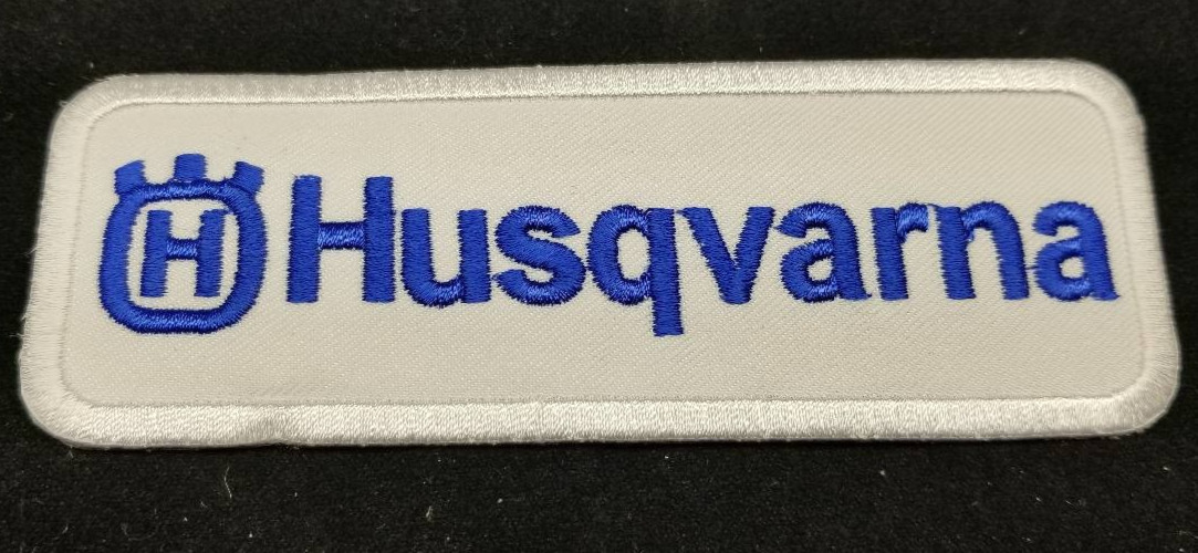 Husqvarna Embroidered Patch 1.5x4.5" Blue Logo Iron On Sew On Motorcycle Tools