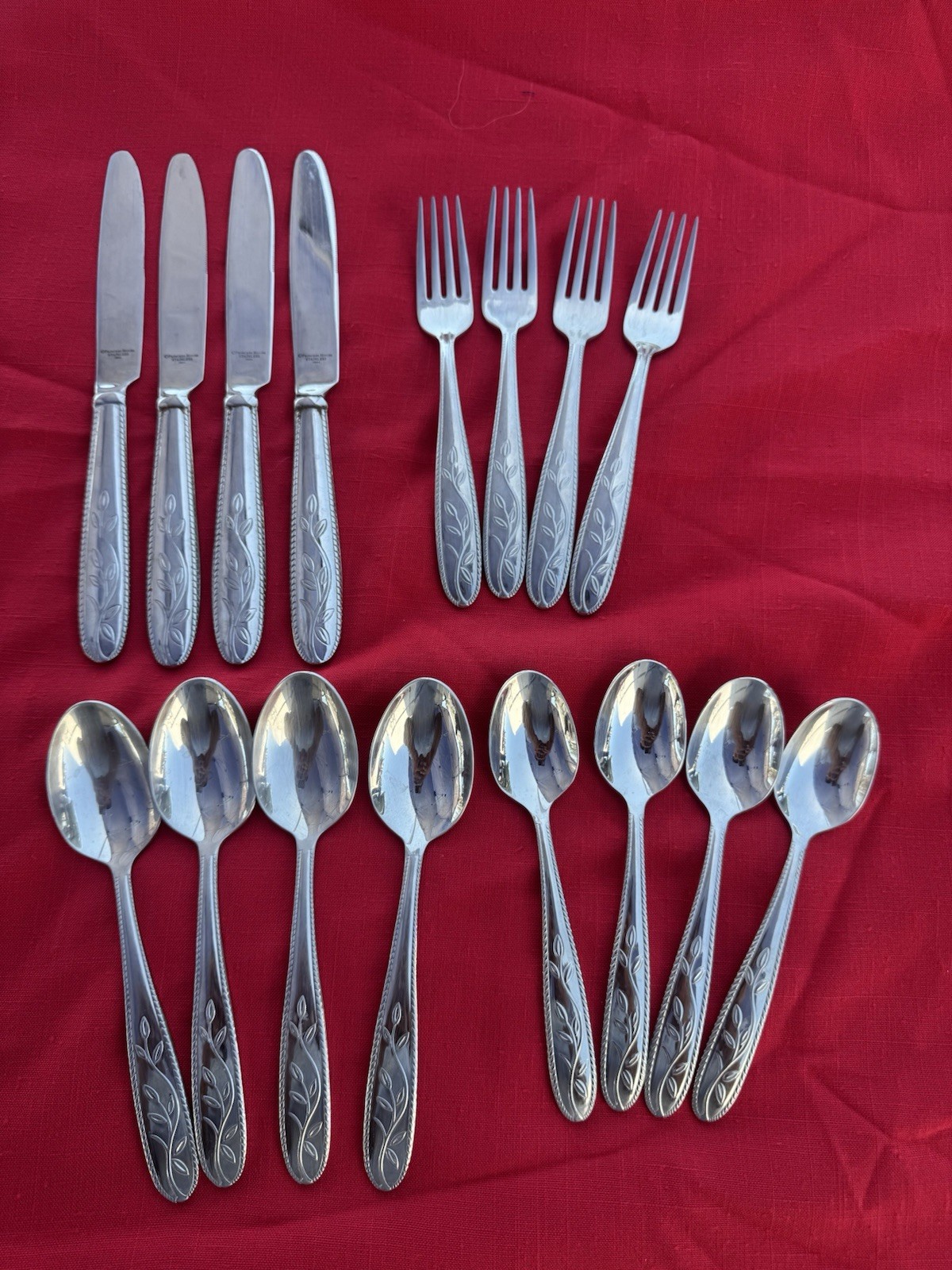 Princess House Amalia Flatware 16-Pc Service for 4 Stainless Steel 18/10 Used VG