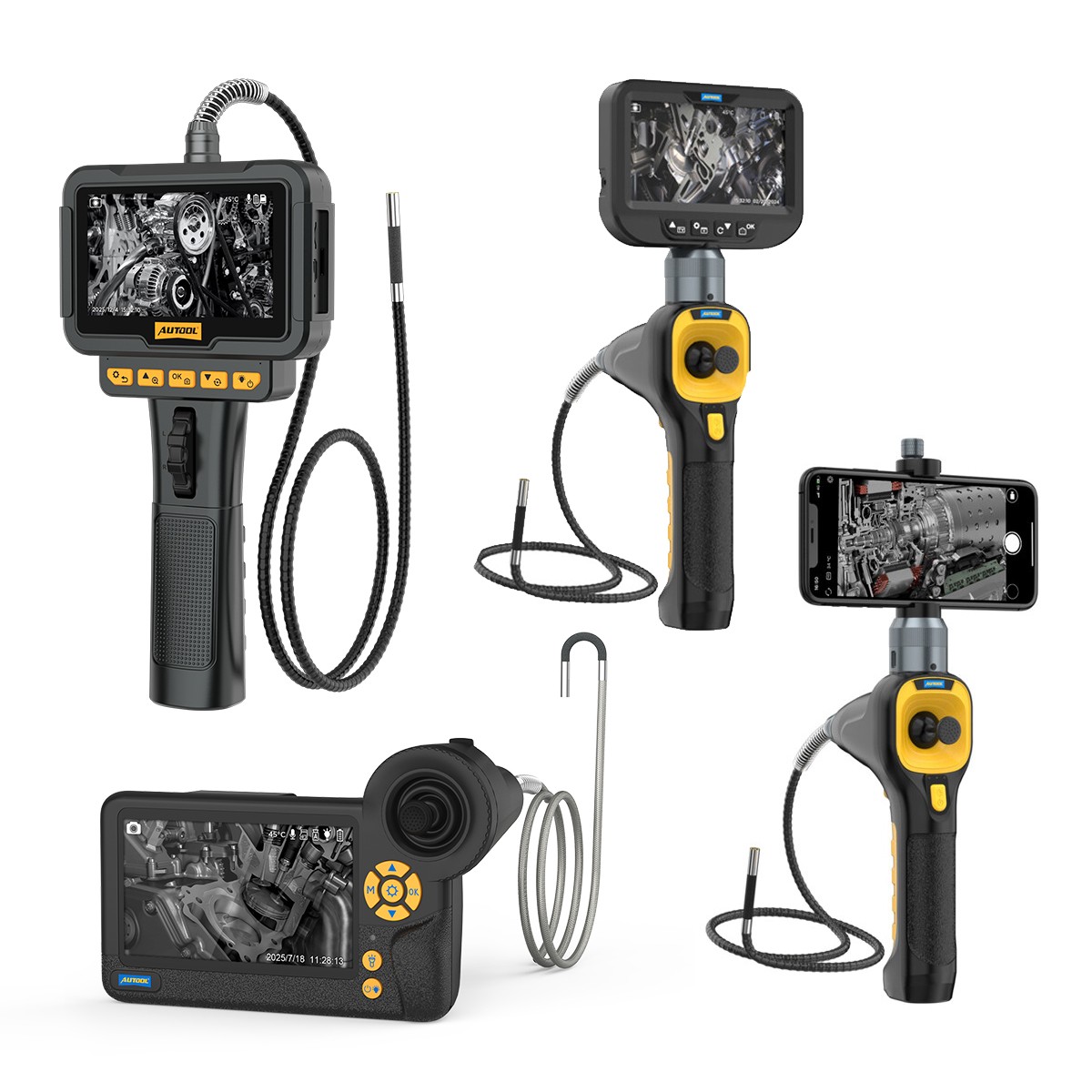 Industrial Endoscope Camera 210° & 360°Inspection Articulating Borescope Camera