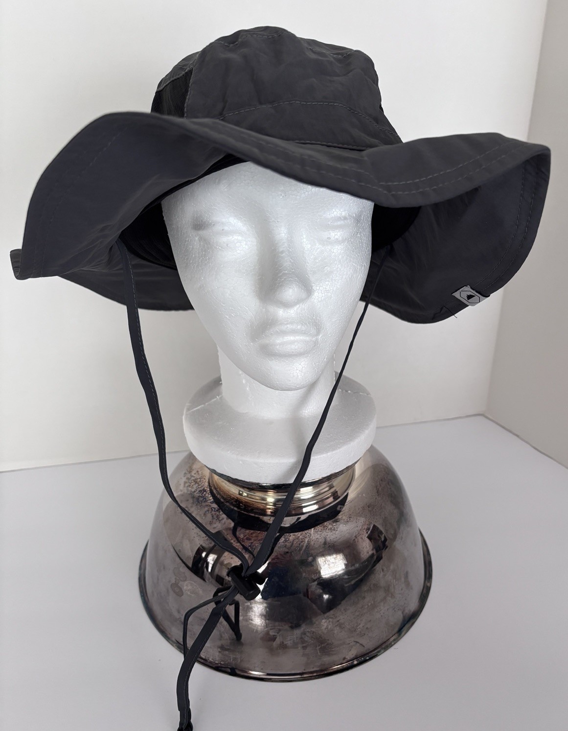 Wide Brim Sun Protect Hat Adjustable Strap Adult Dark Gray Tough Outfitters NEW