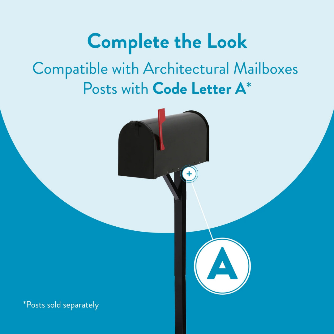 Architectural Mailboxes Elite Galvanized Steel Medium Post-Mount Mailbox in Blac