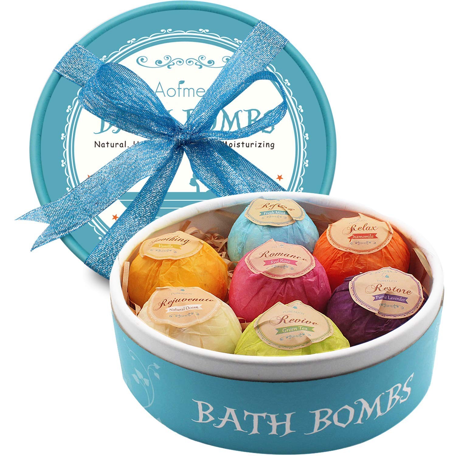 Aofmee Bath Bombs, 7pcs Bubble Bombs for 7 Count (Pack of 1), 1 Set