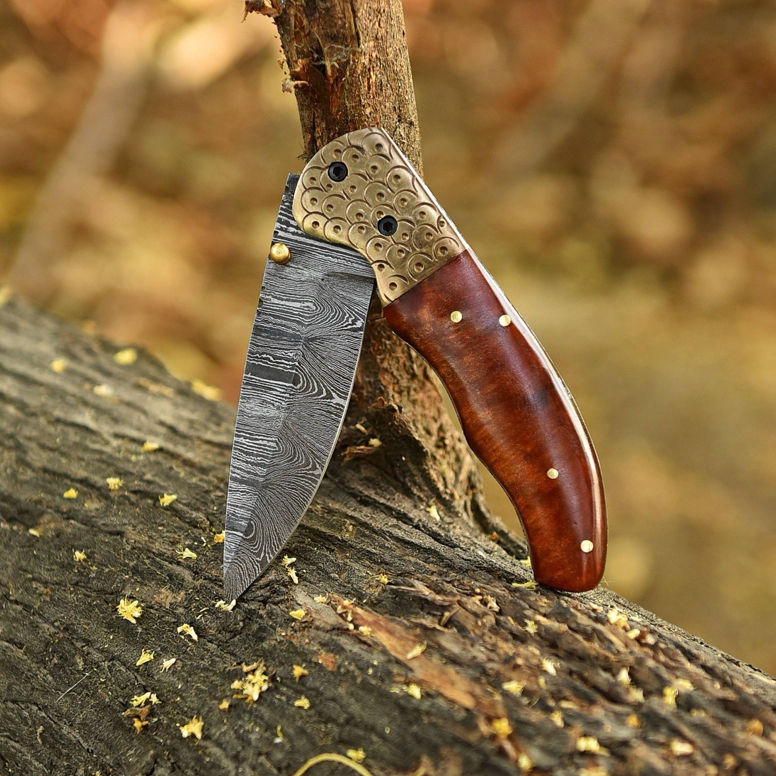 Handmade Forged Damascus Folding Blade Pocket Knife Tactical Survival