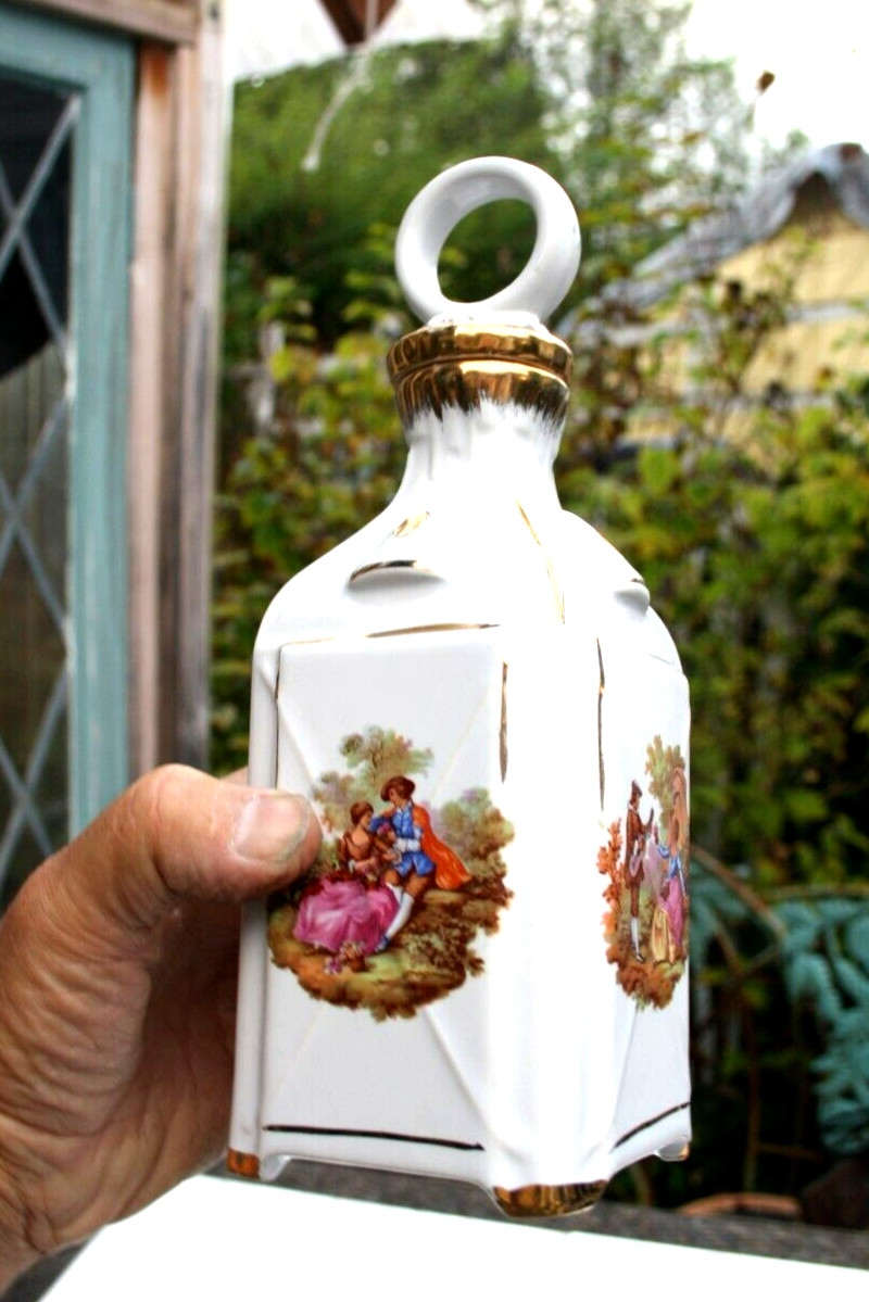 Vintage 1969 Giffard Creme De Menthe Painted Empty Decanter ~ FRANCE