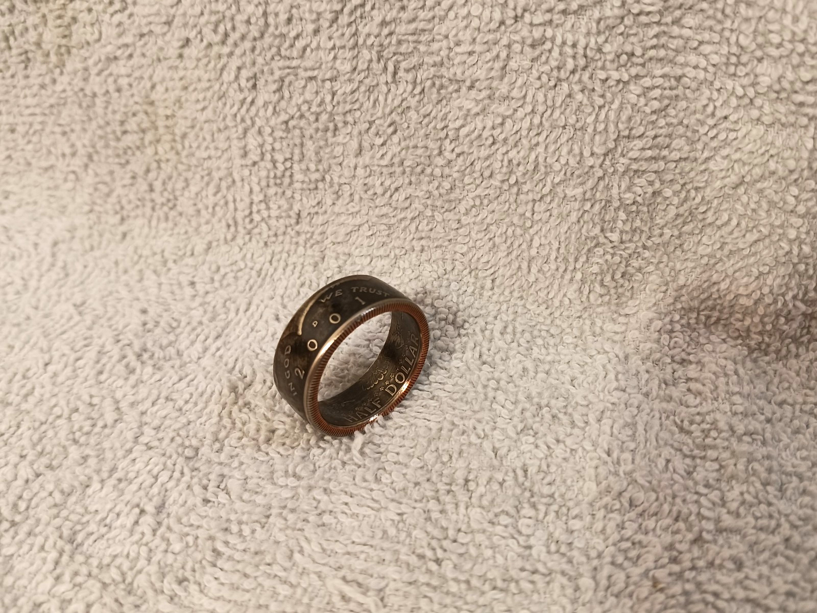 2001 Kennedy Half Dollars  size 12   coin ring  handmade mixed metals #2