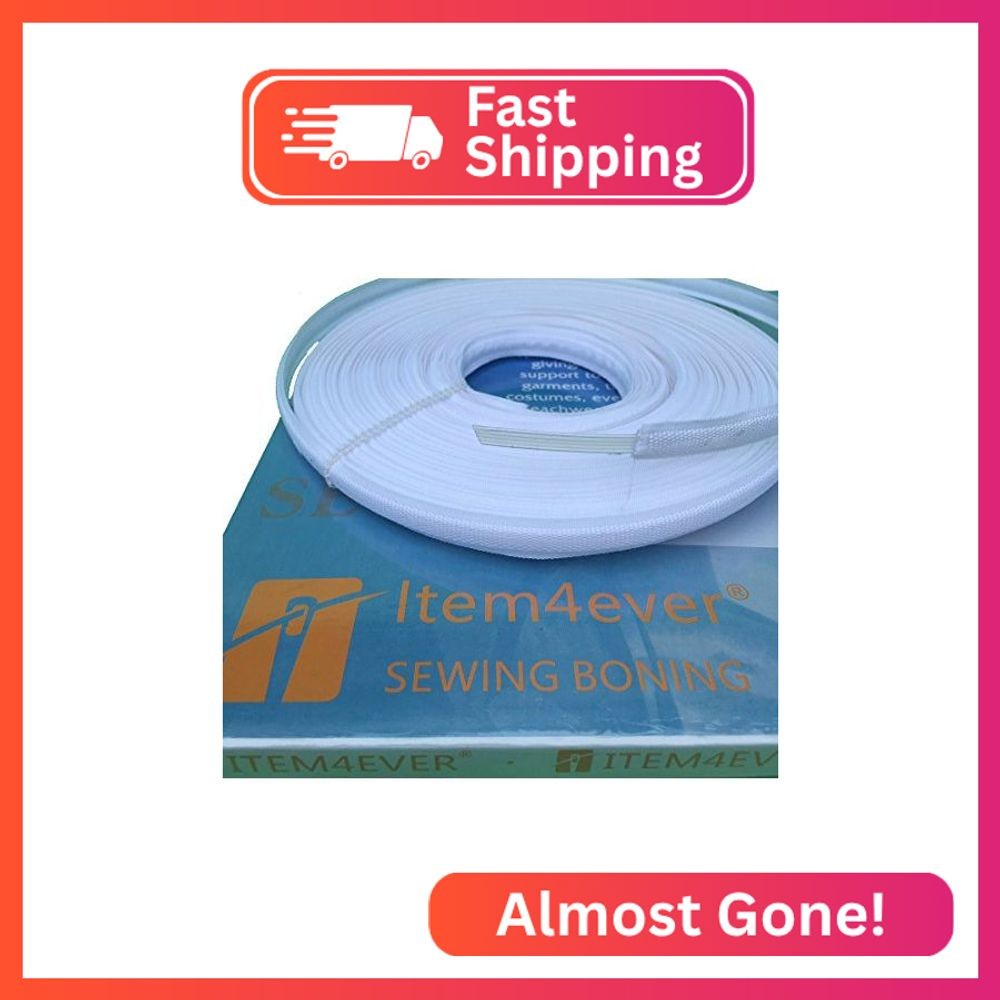 Machine sew Poly Cotton Covered Polyester Boning Polypropylene 1/4" (White)