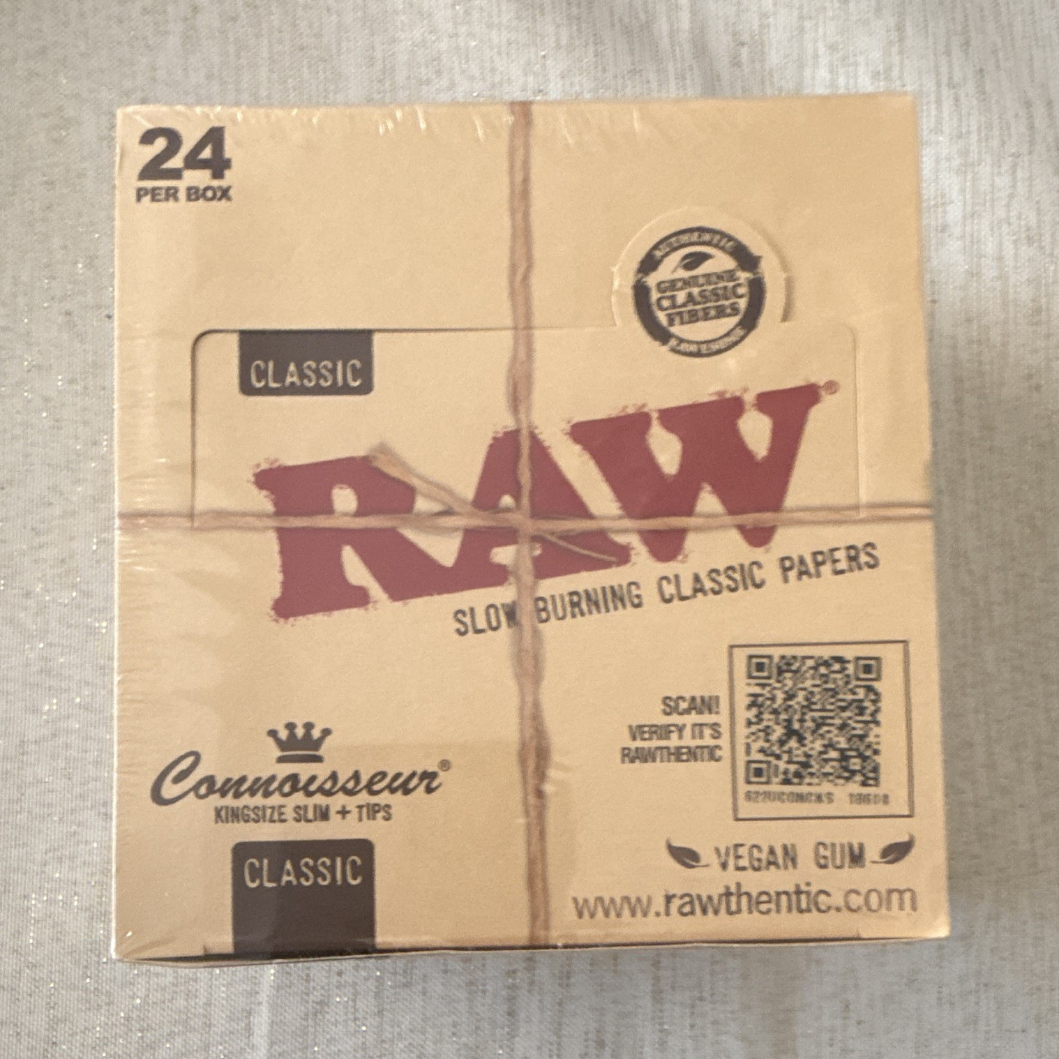 RAW Classic Connoisseur King Size Slim + Tips Rolling Papers 24 Pack Box