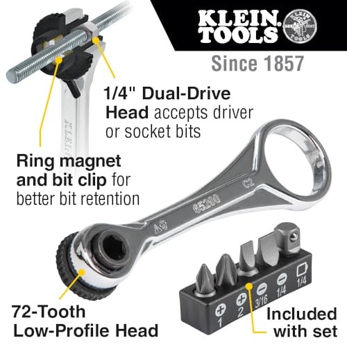 Klein Tools 65200 Ratchet Set, 5-Piece Mini Ratchet Set with Phillips,