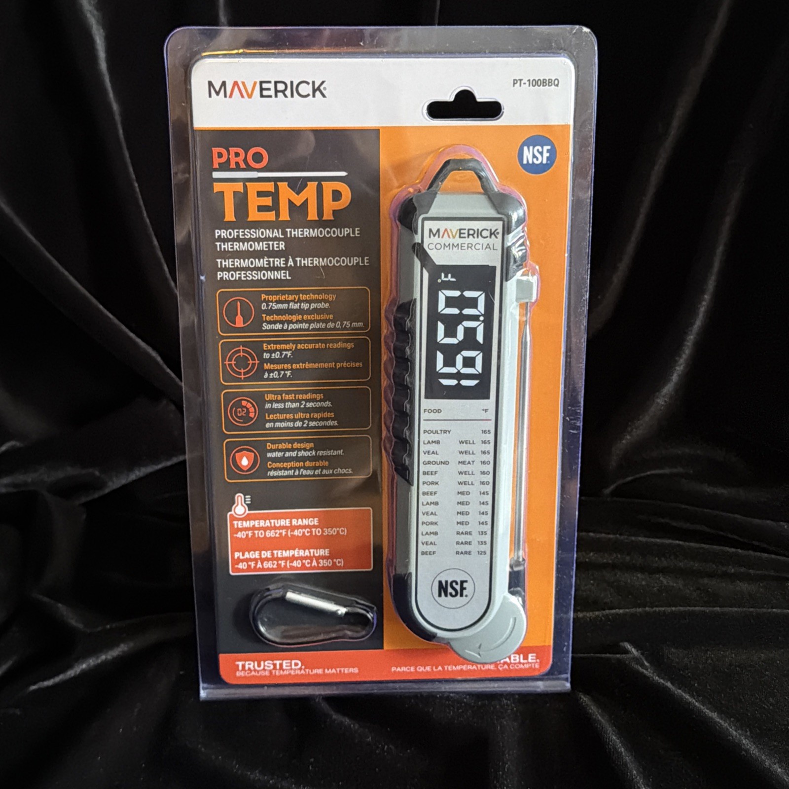 Maverick PT-100BBQ Commercial Ultra Fast Thermocouple BBQ Food Thermometer NEW
