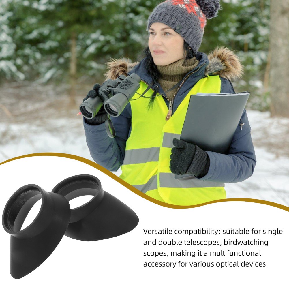 2Pcs Black Rubber Microscope Eyepiece Covers Durable Caps for Binoculars