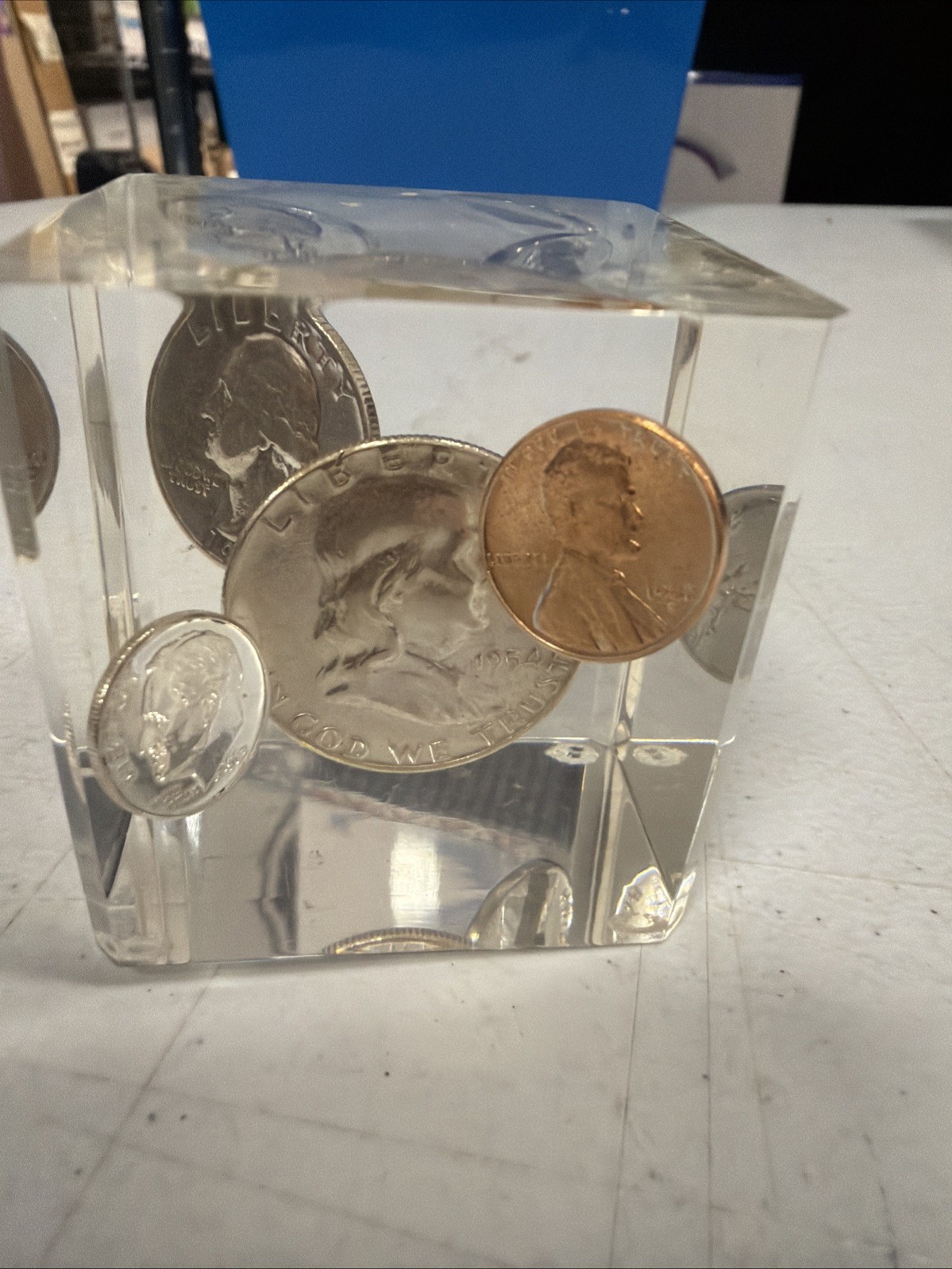 1941 -1963 Coins Uncirculated in 2” Lucite Cube As Pictured Silver Coins!