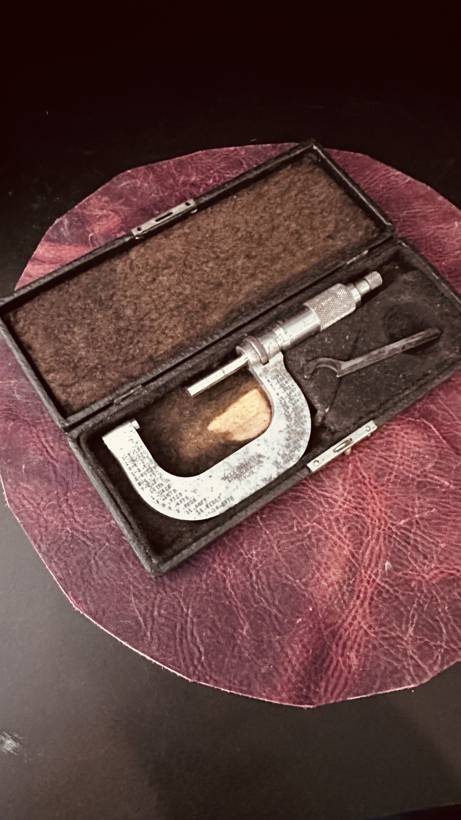 Antique Starrett No. 2 Outside Micrometer in Original Hinged Box, Patented 1902
