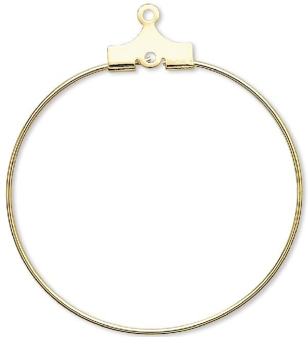 Beading Hoop, Gold Plated Brass 20 Gauge 30mm Round Earrings with Hole