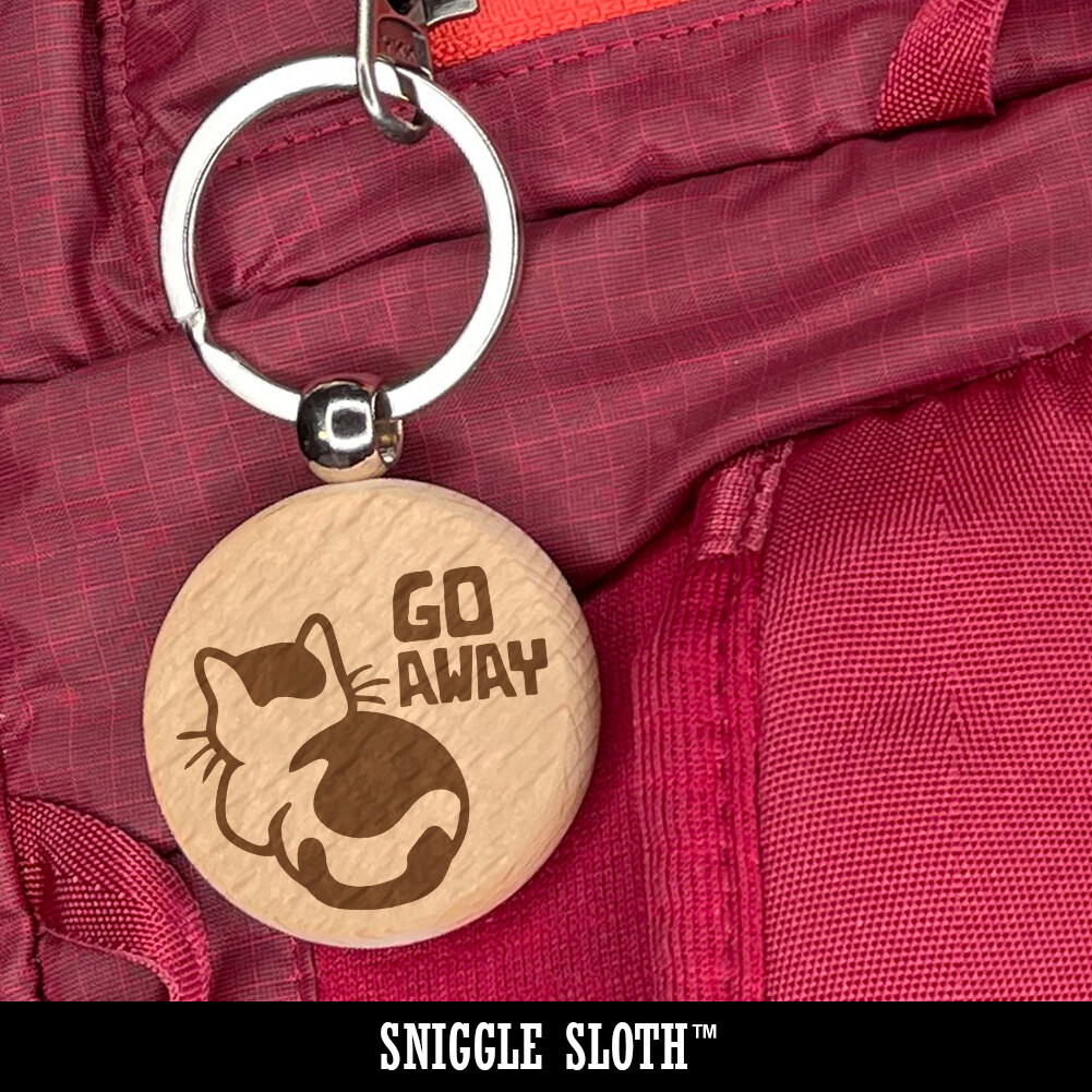 New Mexico State Silhouette Engraved Wood Round Keychain Tag Charm