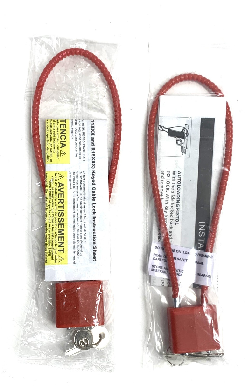 Gun Cable Safety Locks Set of Two 11-inch New in Package Glock Ruger CZ SW Colt