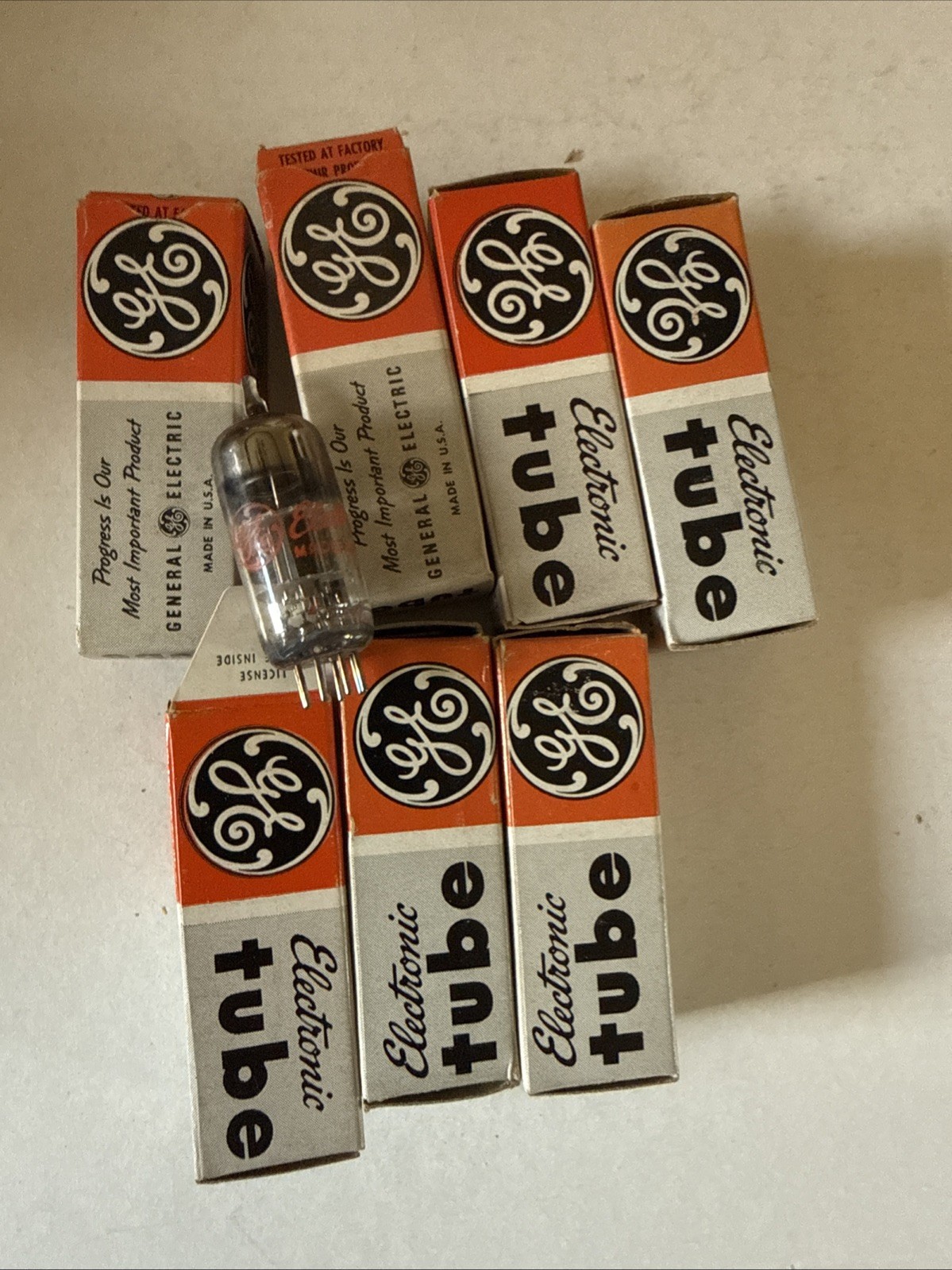 Lot Of 5: OEM VINTAGE ELECTRONIC TUBE GE 6J6A NOS Tu6