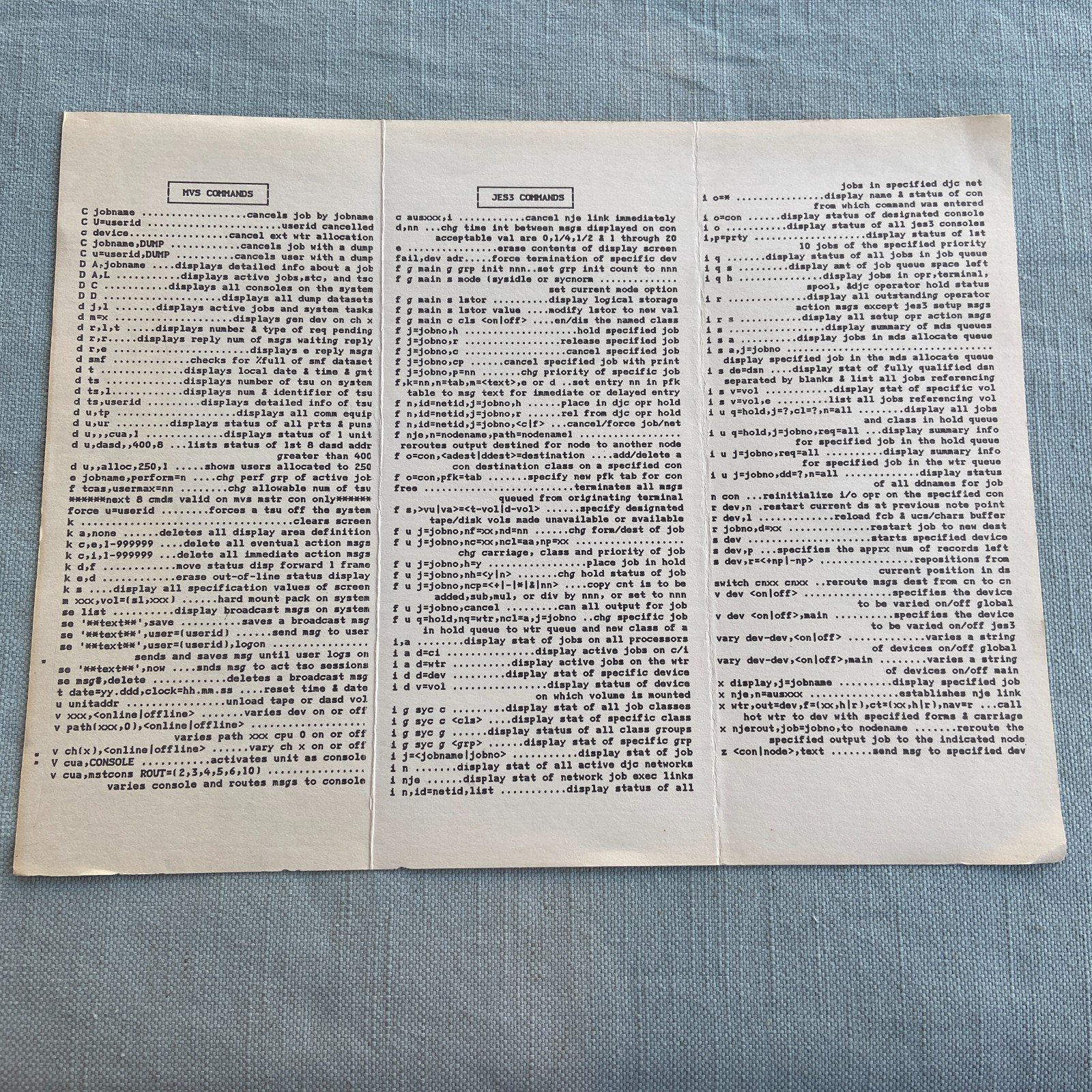 Vintage IBM Internal Use Only STD/IS Quick Reference Guide Commands IMS CIMPAC I