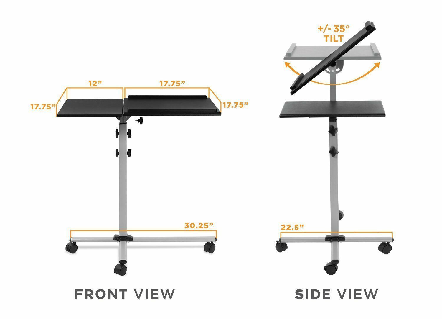 Mount-It! Rolling Laptop Tray and Projector Cart | Height Adjustable Presentatio