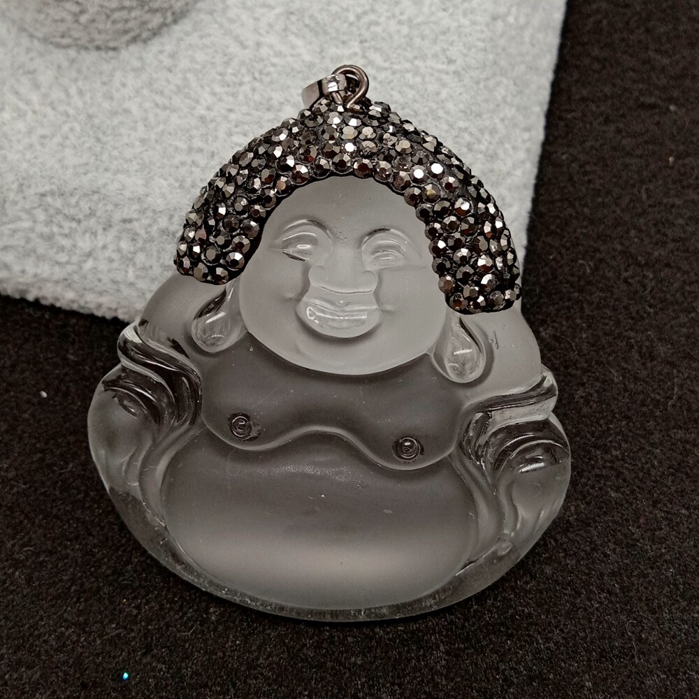 Multi shape Big  Maitreya Buddha Pendant Natural Clear Crystal Black Obsidian