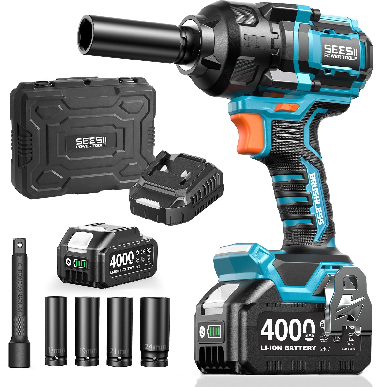Seesii WH10 Ultra Impact Wrench 1/2 - 886 Ft lbs 21V 4000mAh