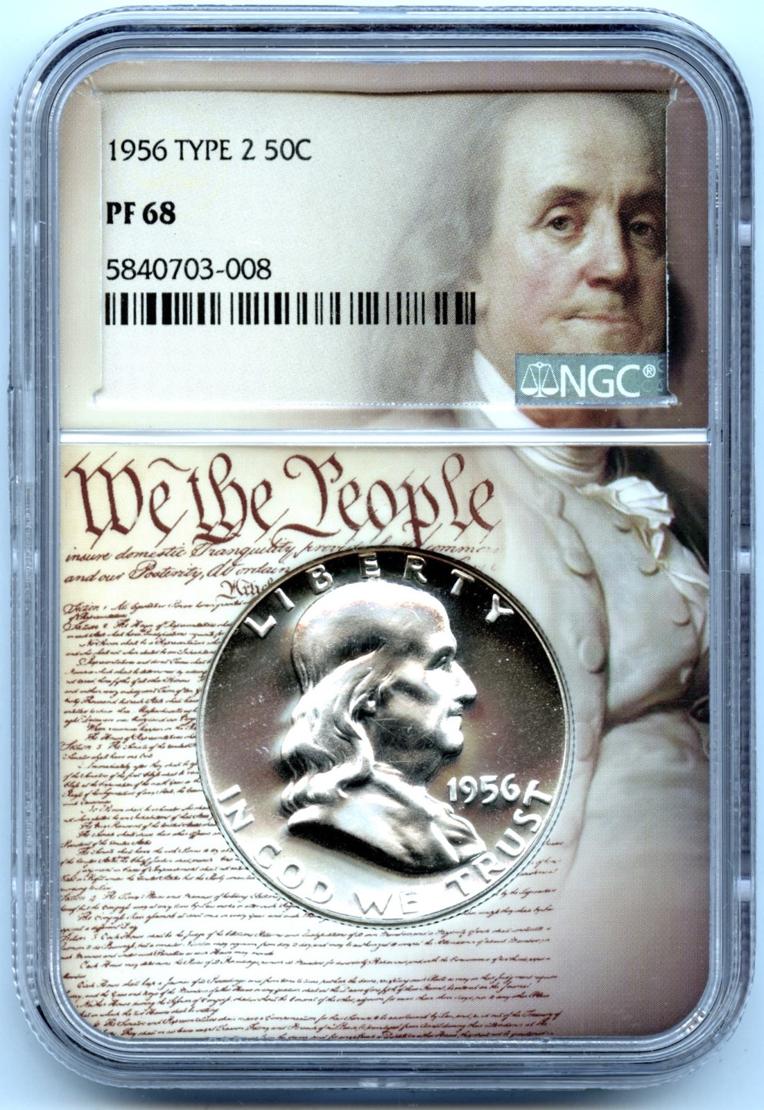 1956 Type 2 Franklin Half Dollar, NGC PF68