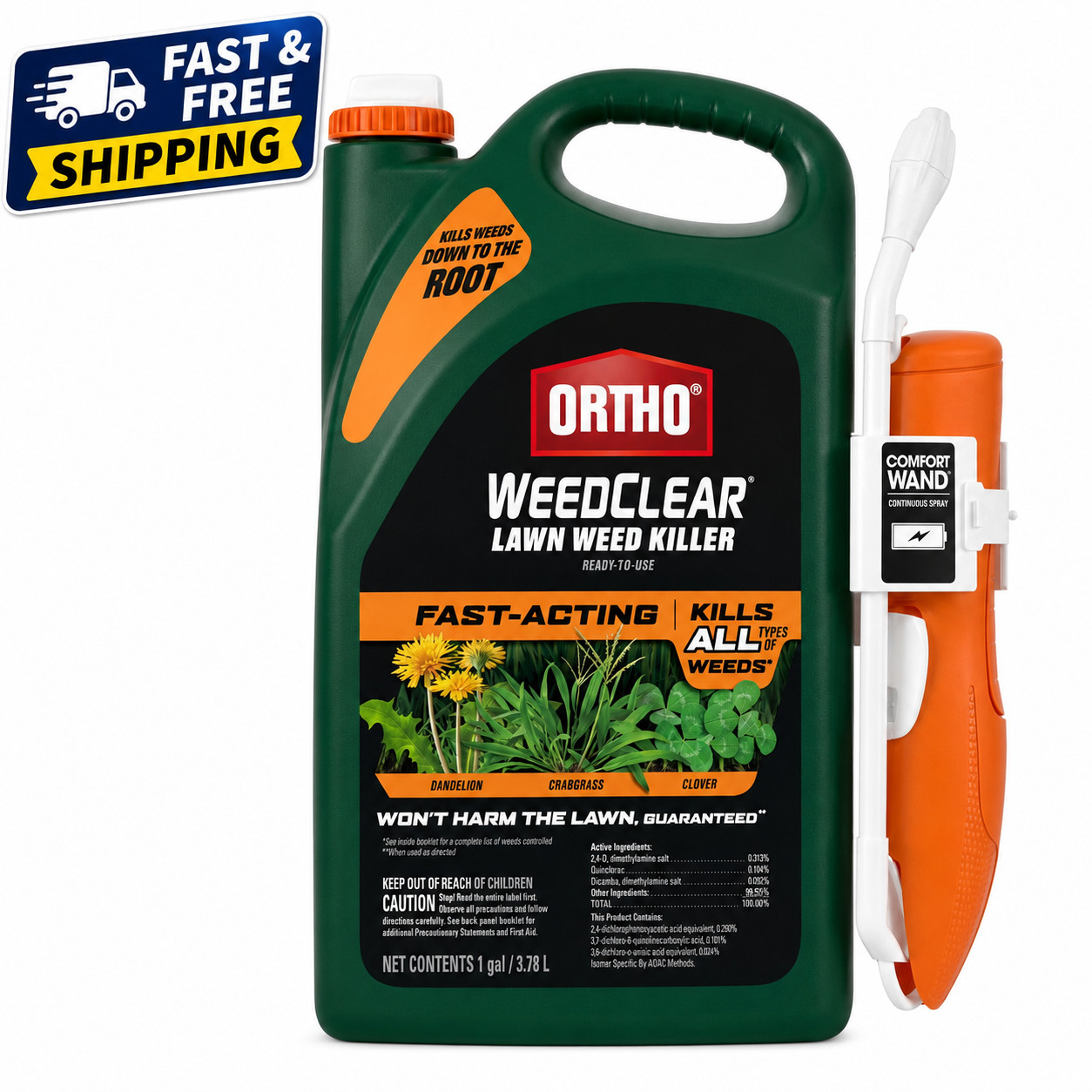 Ortho WeedClear Lawn Weed Killer Ready-To-Use with Comfort Wand, 1 gal.