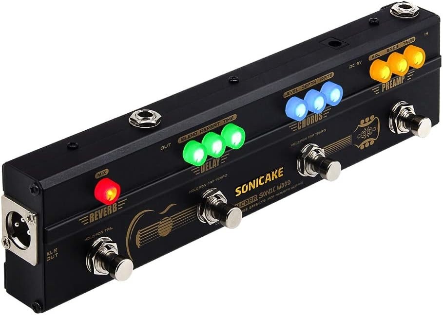 Elite Acoustic Guitar Effects Pedal: Multi-Effects Preamp With Chorus & Delay