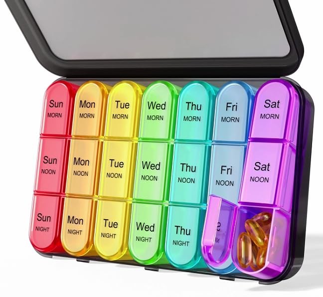 Organizer 3 Times a Day with Double Protection, Moisture-Proof Weekly 3X a Da...