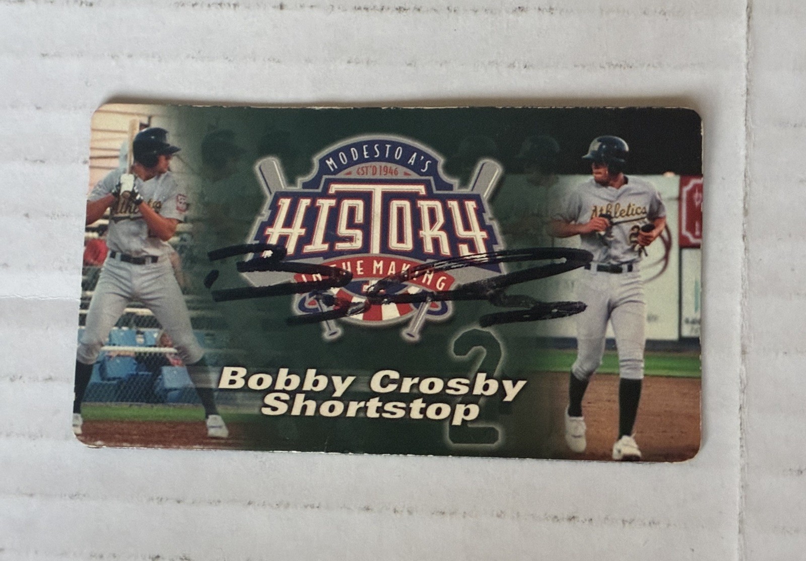 Bobby Crosby Modesto A’s Signed Magnet. Stadium Giveaway 2002.